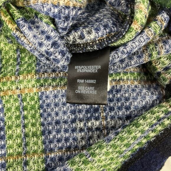 Torrid Women’s Brushed Waffle Cowl Top Size 2 Plaid Green Blue Pullover - Picture 10 of 11